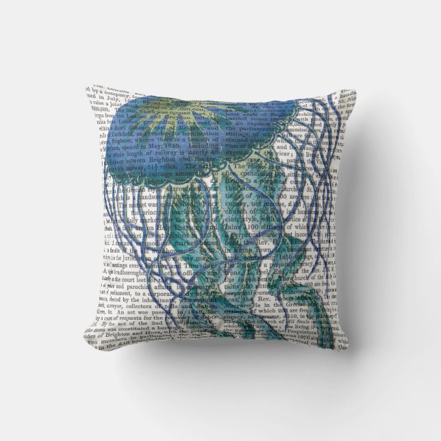 Blue Jellyfish Throw Pillow (Front)