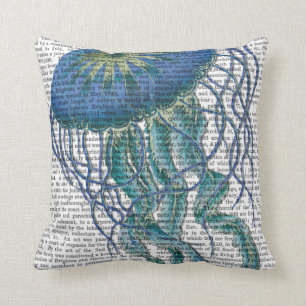 Blue Jellyfish Throw Pillow