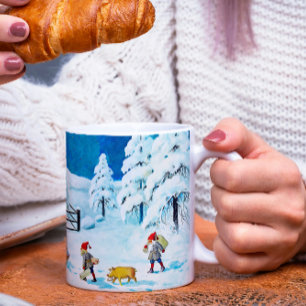 Blue Jenny Nyström Gnome Vintage Swedish Christmas Coffee Mug
