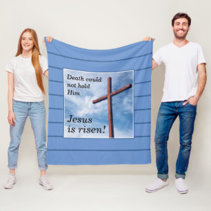Blue JESUS IS RISEN Easter Fleece Blanket
