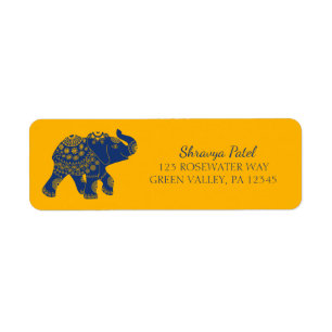 Blue Jewant Elephant Jaune Adresse de retour