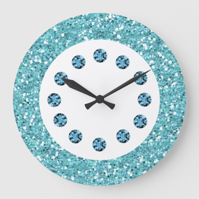 Blue Jewel Bling Wall Clock (Front)