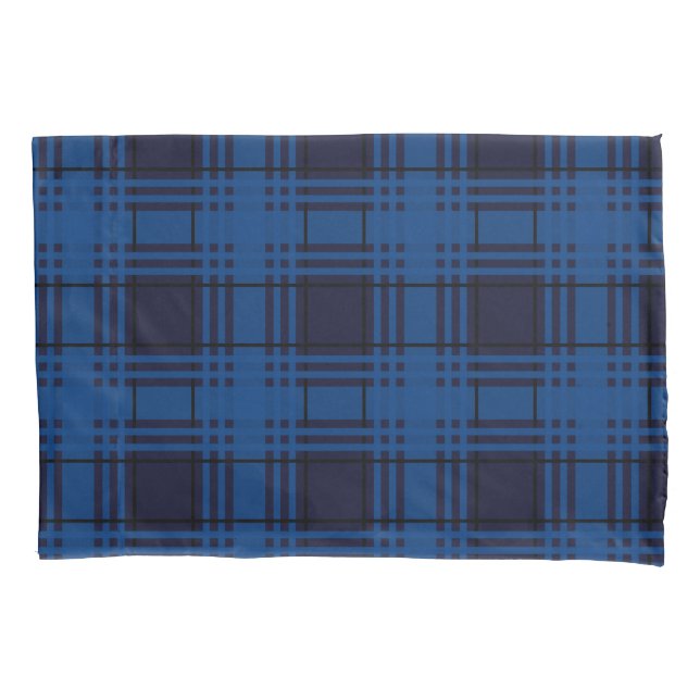 Blue Jewel Plaid Tartan Pillowcase (Front)