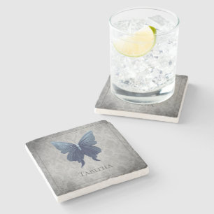 Blue Jeweled Butterfly Stone Coaster
