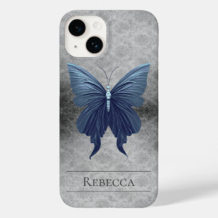 Blue Jewelled Butterfly Damask Case-Mate iPhone 14 Case