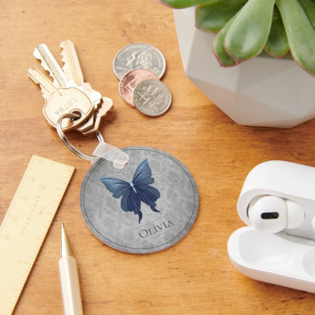 Blue Jewelled Butterfly Keychain (Desk)
