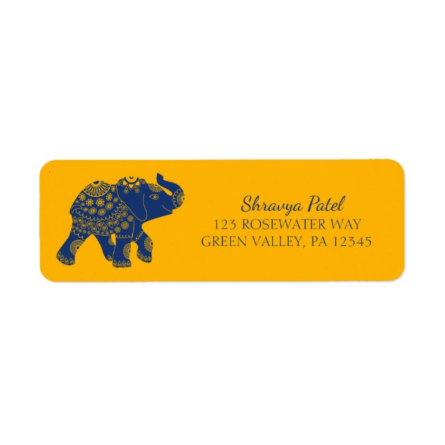 Blue Jewelled Elephant Yellow Return Address (Front)