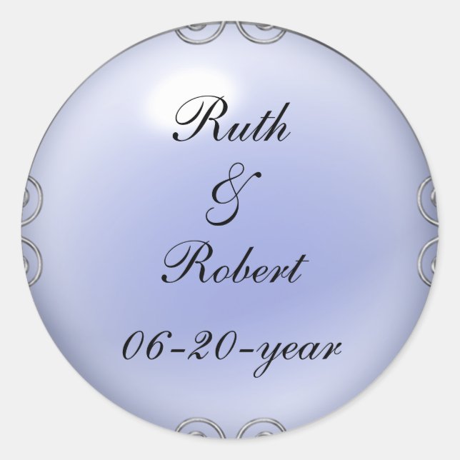 Blue Jewelled Pearl Wedding Stickers (Front)