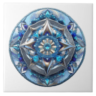 Blue Jewels Medallion Abstract Tile