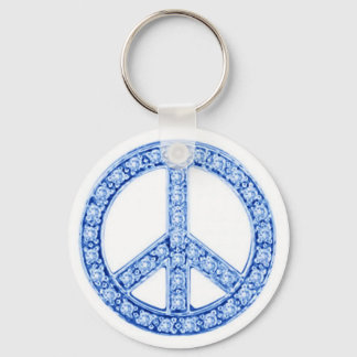 Blue Jewels Peace Sign Keychain