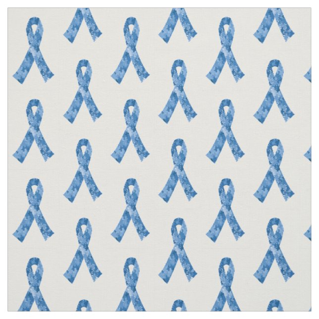 Blue Jigsaw Puzzle Pattern Ribbon Fabric (Swatch)