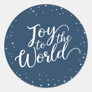 Blue Joy to the World Holiday Classic Round Sticker