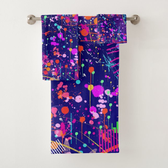 Blue Jubilee Abstract Art  Bath Towel Set (Insitu)