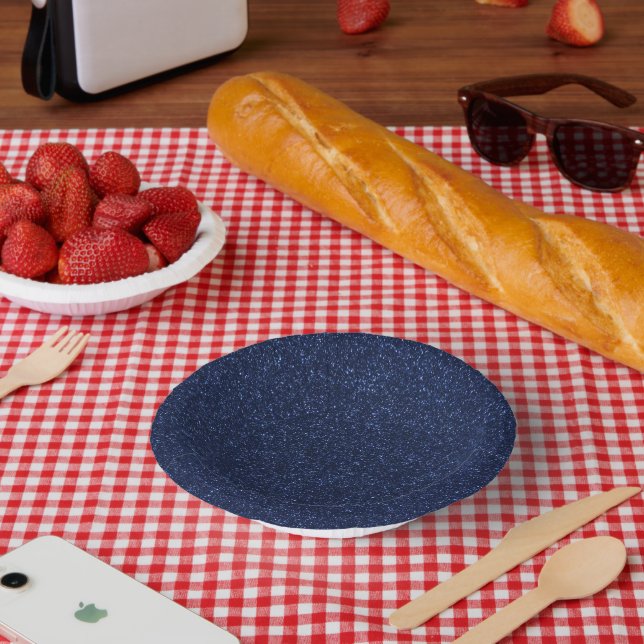 Blue July 4th Glitter Paper Plate (Picnic)