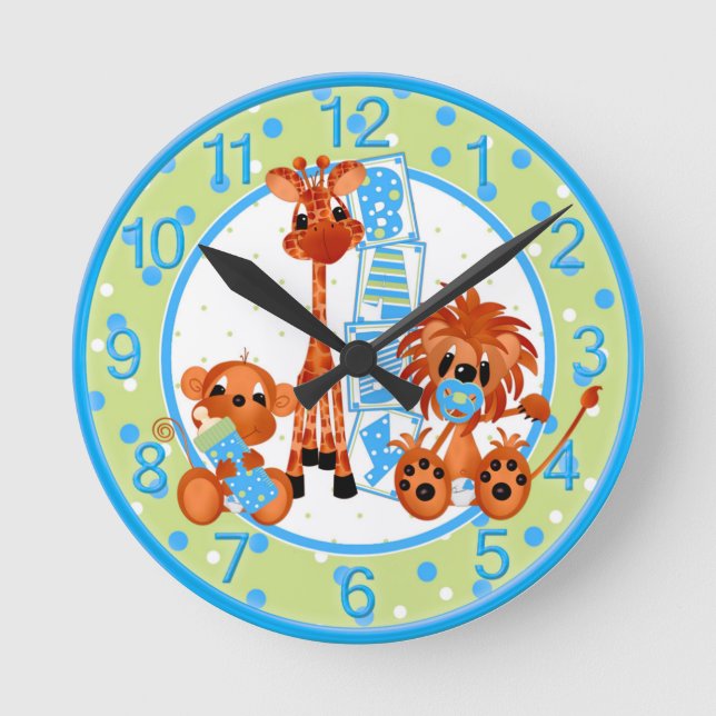 Blue Jungle Baby Clock (Front)