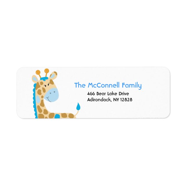 Blue Jungle Giraffe PRINTABLE ADDRESS LABELS (Front)
