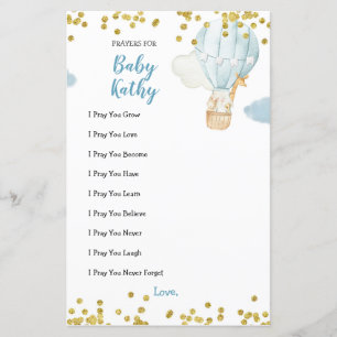 Blue Jungle Hot air Balloon Prayers for Baby Card