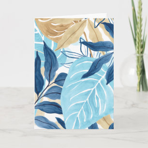 Blue Jungle Leaves Card