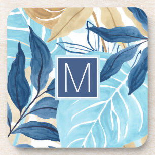 Blue Jungle Leaves Coaster