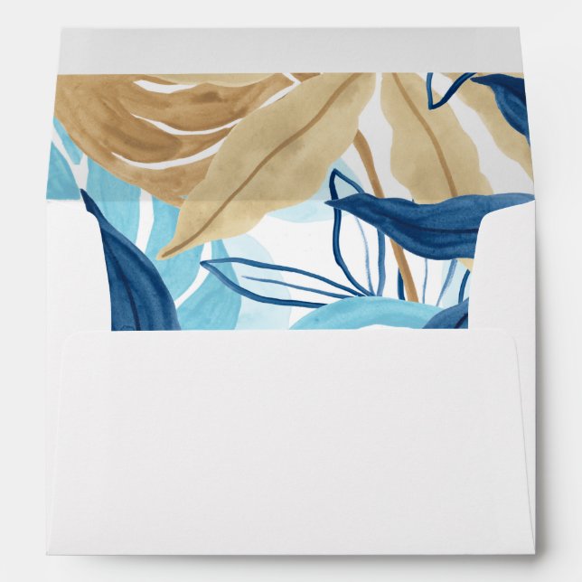Blue Jungle Leaves Envelope (Back (Bottom))