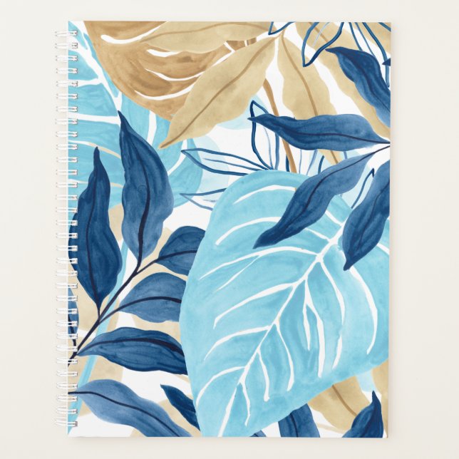 Blue Jungle Leaves Planner (Front)