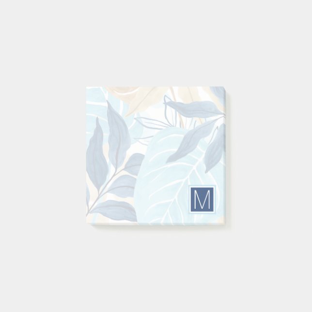 Blue Jungle Leaves Post-it Notes (Front)