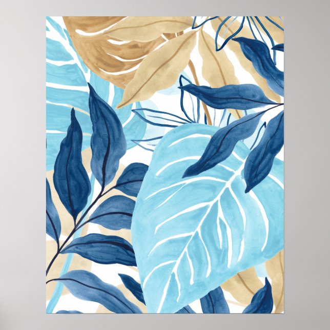 Blue Jungle Leaves Poster (Front)