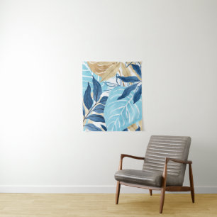 Blue Jungle Leaves Tapestry