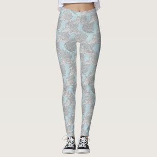 Blue Jungle Tiger Pattern Leggings