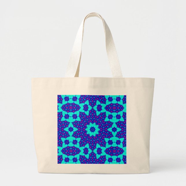  Blue kaleidoscope flourished Large Tote Bag (Front)