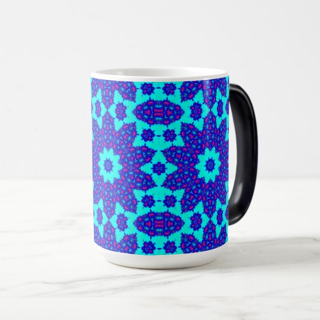 Blue kaleidoscope flourished magic mug (Front Right)