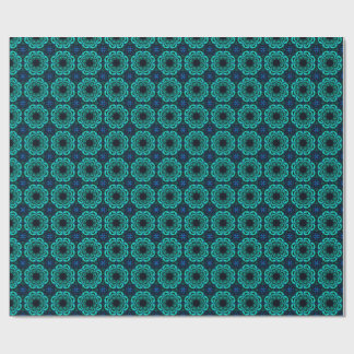 Blue Kaleidoscope Fractal Pattern Wrapping Paper