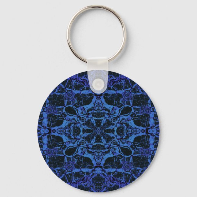 Blue kaleidoscope pattern keychain (Front)