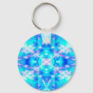 Blue kaleidoscope pattern keychain