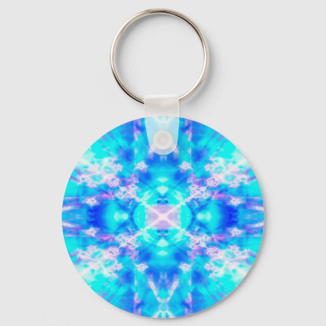 Blue kaleidoscope pattern keychain (Front)