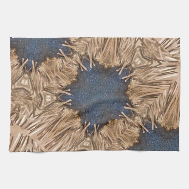 Blue Kaleidoscope Star Wicker Background Kitchen Towel (Horizontal)
