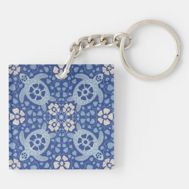 Blue Kauai Turtles Keychain (Back)