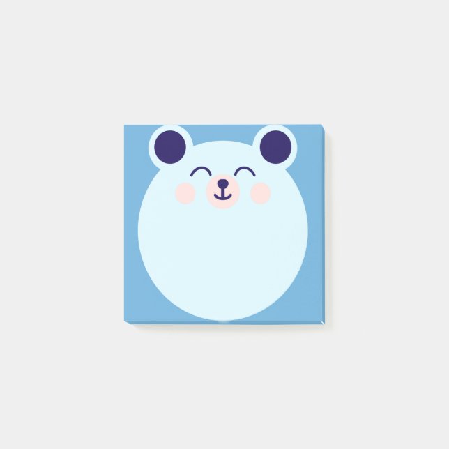 blue kawaii bear post-it notes (Front)