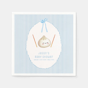 Blue Kawaii Boy Bow Asian Dumpling Baby Shower Napkin