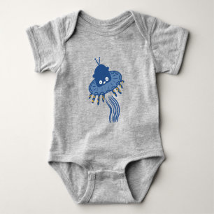 Blue Kawaii Octopus UFO Baby Bodysuit