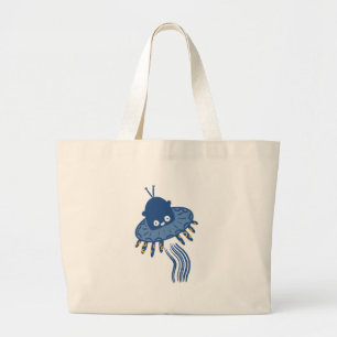 Blue Kawaii Octopus UFO Large Tote Bag