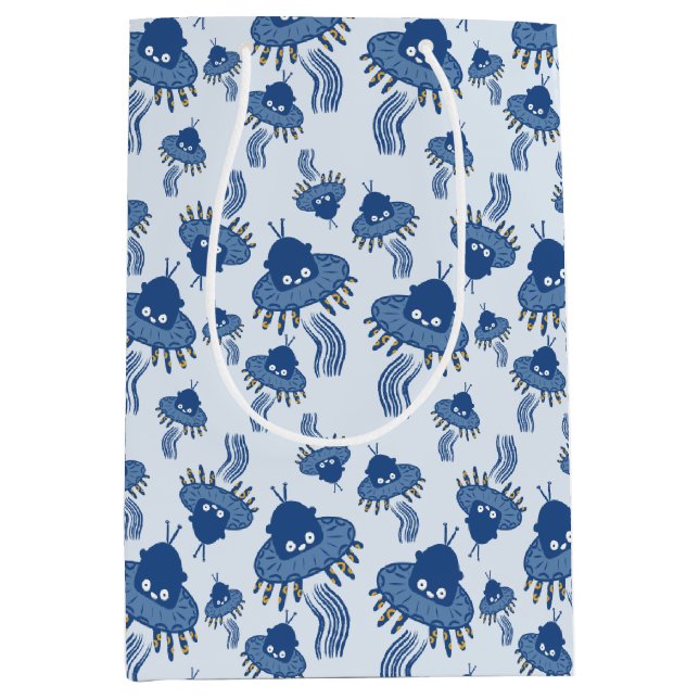 Blue Kawaii Octopus UFO Medium Gift Bag (Front)
