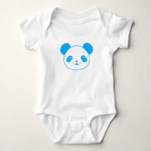 Blue Kawaii Panda Bear Baby Bodysuit