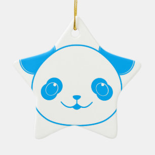 Blue Kawaii Panda Bear Ceramic Ornament