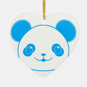 Blue Kawaii Panda Bear Ceramic Ornament