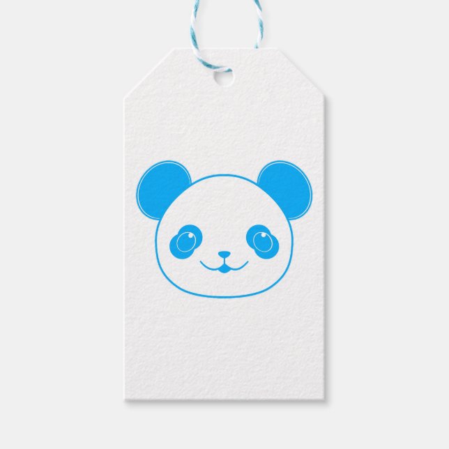 Blue Kawaii Panda Bear Gift Tags (Front)