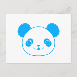 Blue Kawaii Panda Bear Postcard