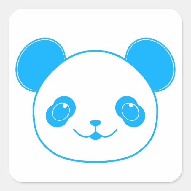 Blue Kawaii Panda Bear Square Sticker (Front)