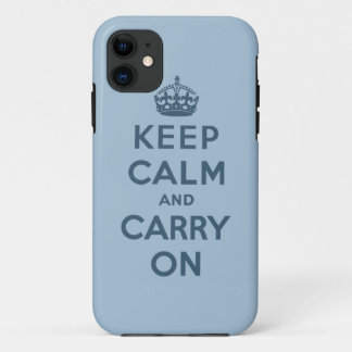 Blue Keep Calm And Carry On iPhone 11 Case