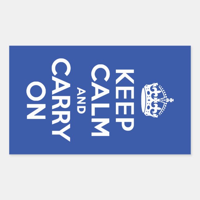 Blue Keep Calm and Carry On Sticker (Front)